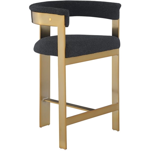 Meridian Furniture Romeo Black Boucle Fabric Counter Stool (Set of 2)