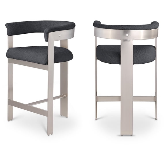 Meridian Furniture Romeo Black Boucle Fabric Counter Stool (Set of 2)