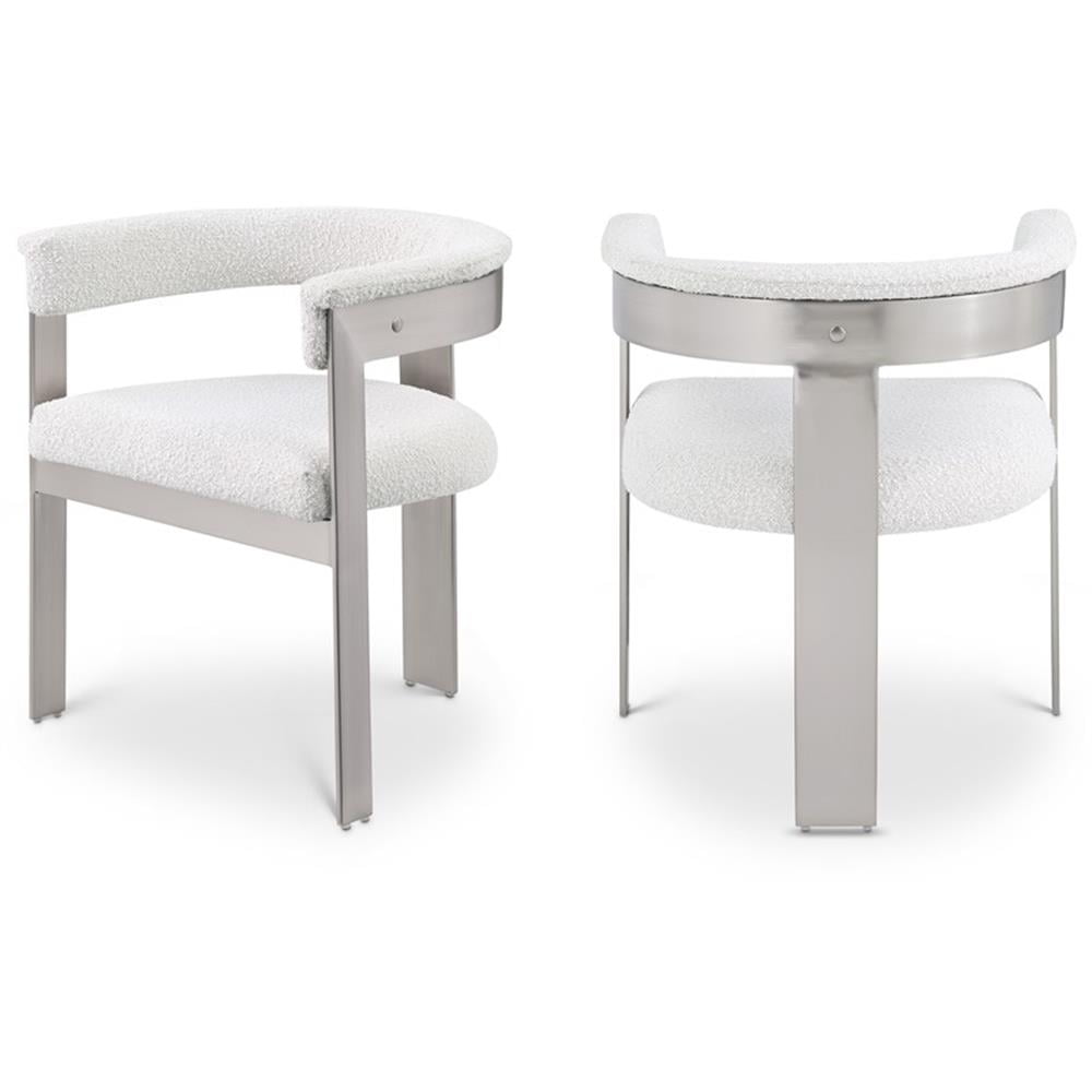 Cream Boucle Upholstered Arm Chair with Metal Frame