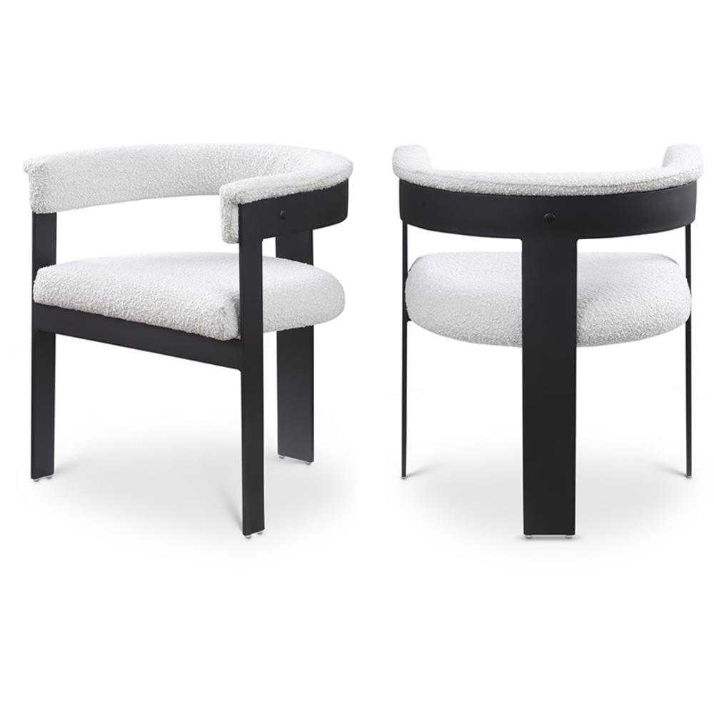 Cream Boucle Fabric Arm Chair with Black Metal Frame