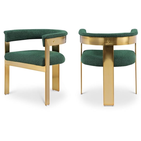 Meridian Furniture Romeo Green Boucle Fabric Dining Chair (Set of 2)