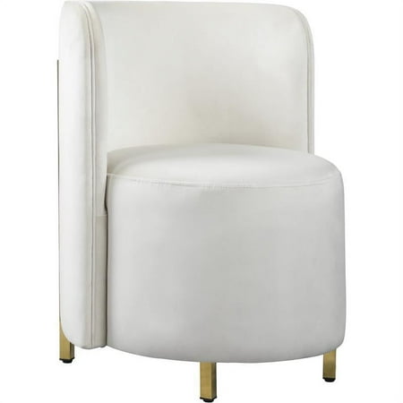 Meridian Furniture Rotunda Cream Velvet Rounded Back Accent Chair in Gold Finish