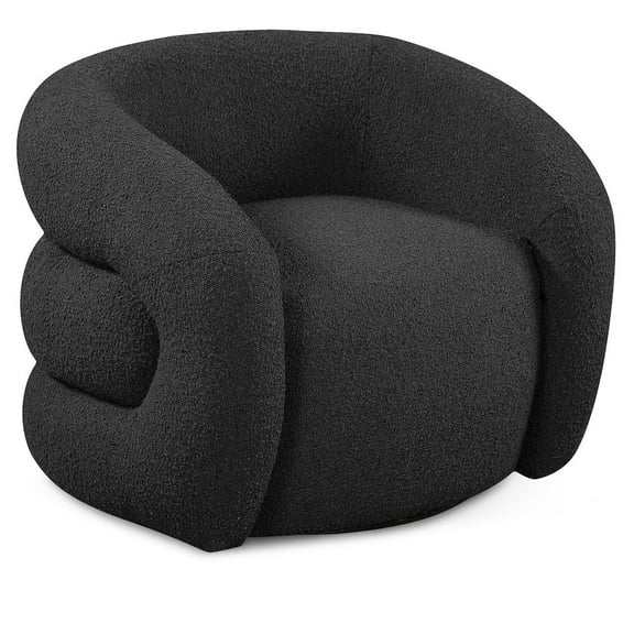 Meridian Furniture Roxbury Black Boucle Fabric Swivel Accent Chair