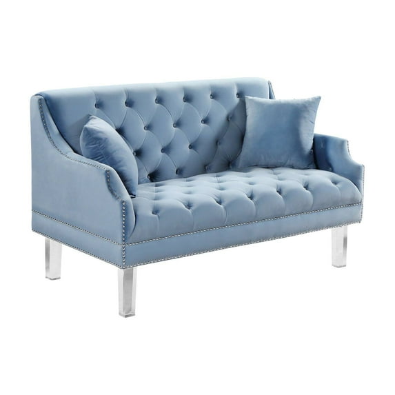 Meridian Furniture Roxy Velvet Loveseat in Sky Blue
