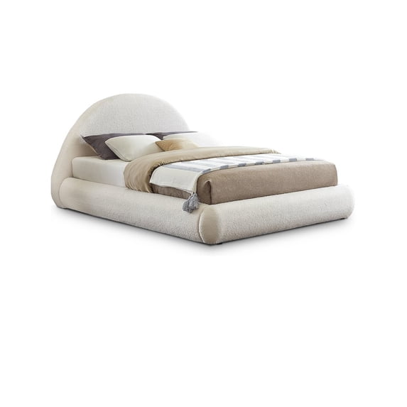 Meridian Furniture Rudy Cream Teddy Fabric Queen Bed