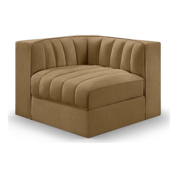 Meridian Furniture Rummi Saddle Velvet Performance Fabric Corner Chair