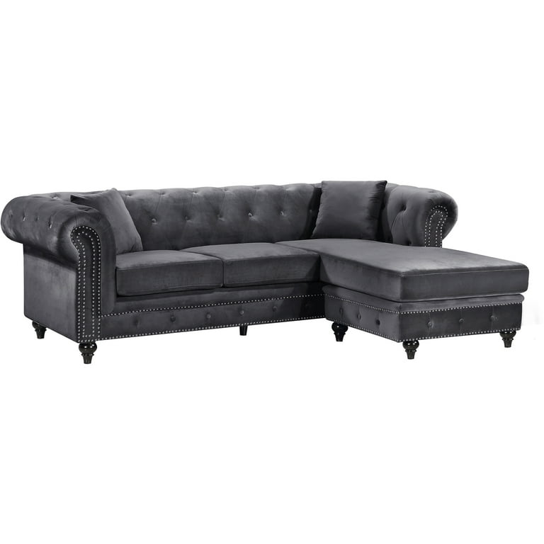 Meridian Furniture Sabrina Velvet Reversible 2pc. Sectional Sofa Meridian Furniture Sabrina Velvet Reversible 2pc. Sectional Sofa