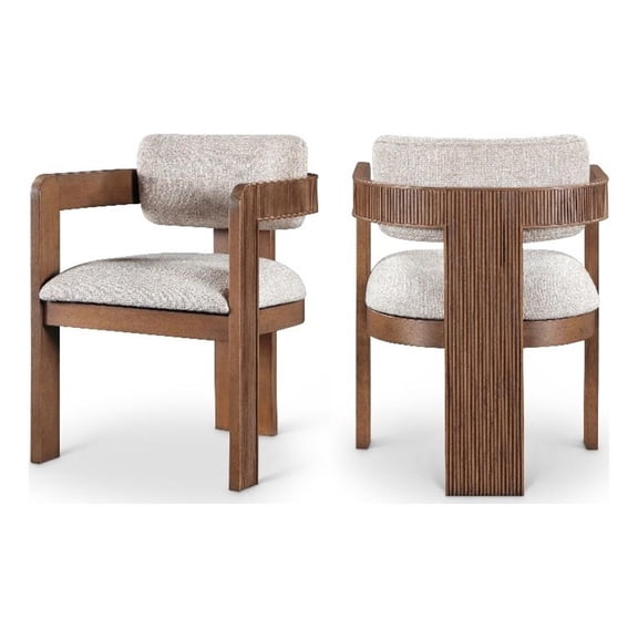 Meridian Furniture Sacha Beige Linen Textured Fabric Dining Chair (Set of 2)
