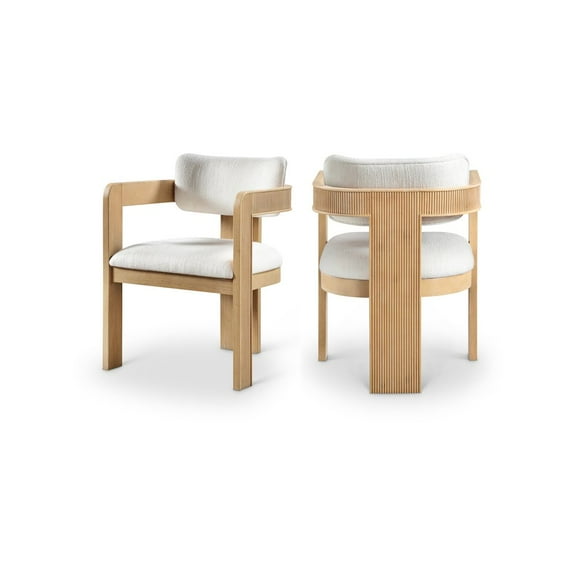 Meridian Furniture Sacha Cream Linen Textured Fabric Dining Chair (Set of 2)