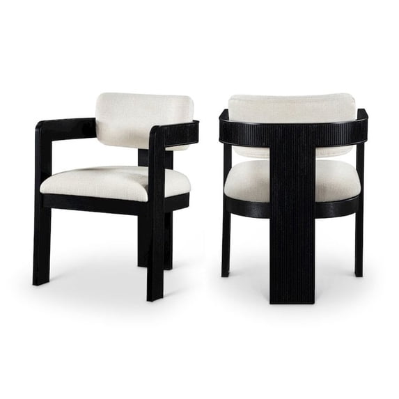 Meridian Furniture Sacha Cream Linen Textured Fabric Dining Chair (Set of 2)