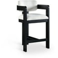 thumbnail image 1 of Meridian Furniture Sacha Cream Linen Textured Fabric Stool, 1 of 9