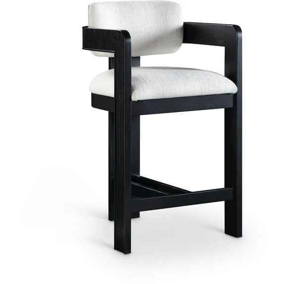 Meridian Furniture Sacha Cream Linen Textured Fabric Stool