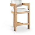 thumbnail image 1 of Meridian Furniture Sacha Cream Linen Textured Fabric Stool, 1 of 9