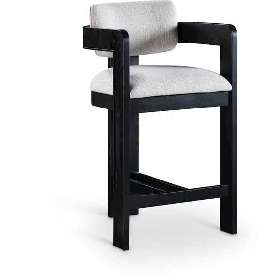 Meridian Furniture Sacha Grey Linen Textured Fabric Stool