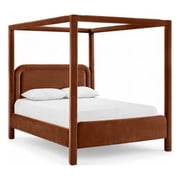 Meridian Furniture Salina Cognac Velvet Upholstered Queen Bed