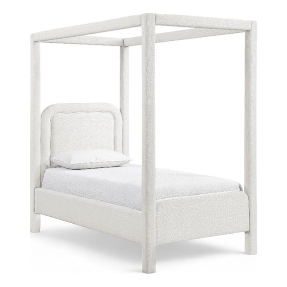 Meridian Furniture Salina Cream Linen Textured Fabric Upholstered Twin Bed
