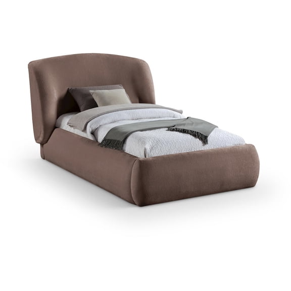 Meridian Furniture Sandro Brown Chenille Fabric Upholstered Twin Bed