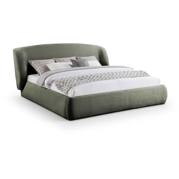 Meridian Furniture Sandro Green Chenille Fabric Upholstered King Bed