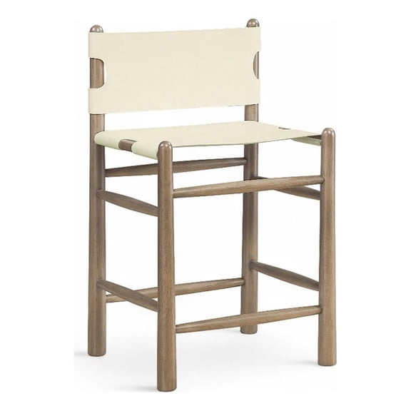 Meridian Furniture Santos Cream Vegan Leather Upholstered Counter Stool