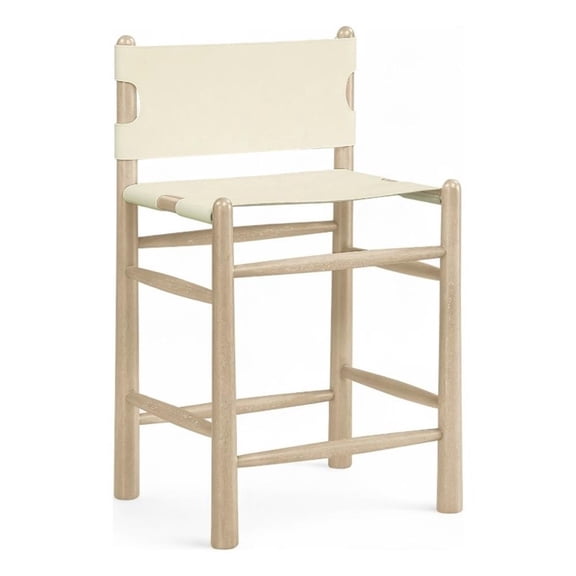 Meridian Furniture Santos Cream Vegan Leather Upholstered Counter Stool