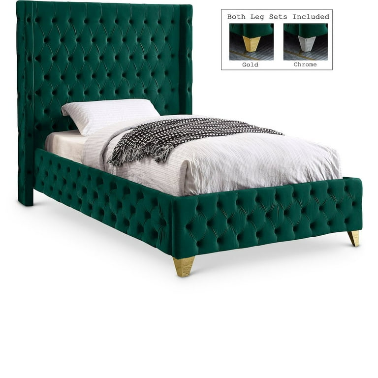 Meridian Furniture Savan Velvet Twin Bed Meridian Furniture Savan Velvet Twin Bed