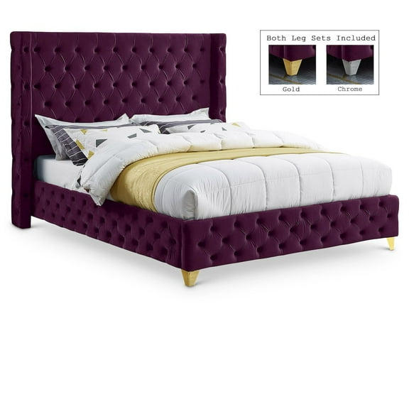 Meridian Furniture Savan Purple Velvet King Bed