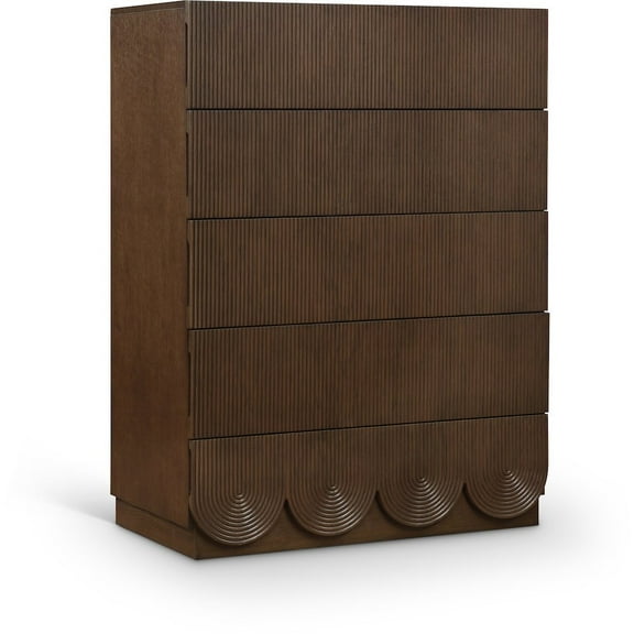 Meridian Furniture Scallop Brown Oak Veneer Chest