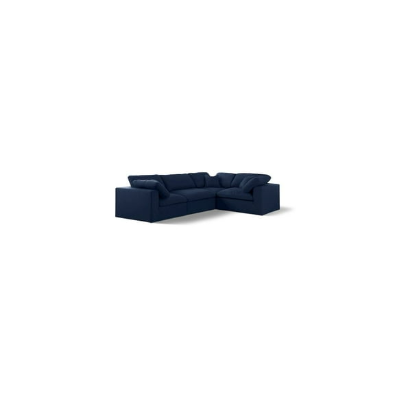 Meridian Furniture Serene 114" Linen Fabric Modular Sectional in Navy