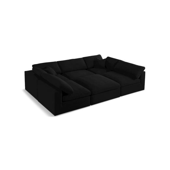 Meridian Furniture Serene Black Linen Fabric Deluxe Modular Sectional