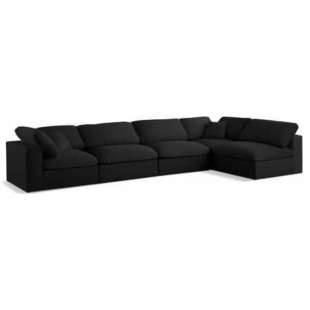 Meridian Furniture Serene Black Linen Fabric Deluxe Modular Sectional