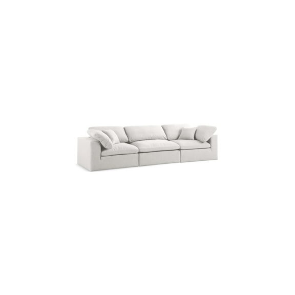 Meridian Furniture Serene Cream Durable Linen Fabric Deluxe Modular Sofa