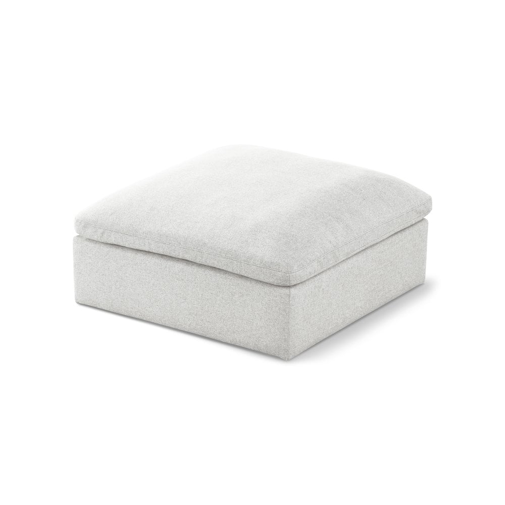 Serene Cream Linen Fabric Cloud-Like Comfort Ottoman