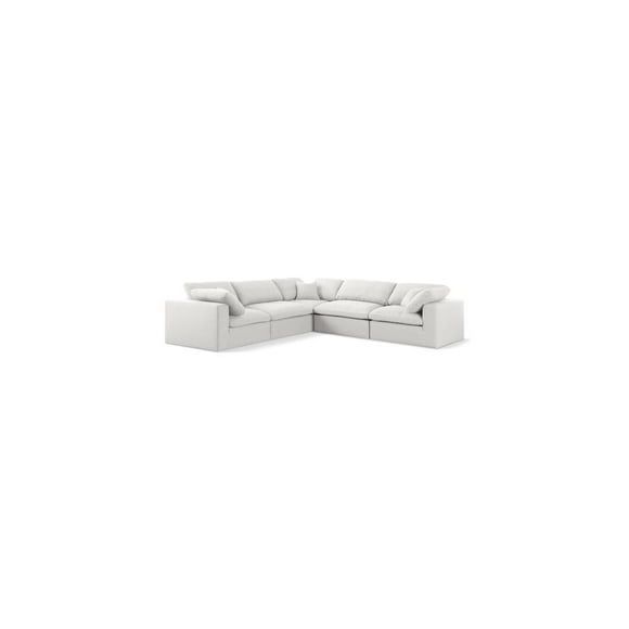 Meridian Furniture Serene Cream Durable Linen Fabric Modular Sectional