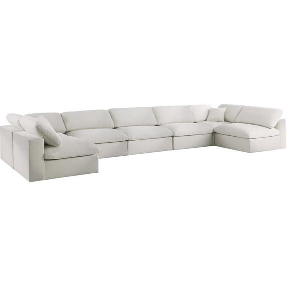 Meridian Furniture Serene Cream Linen Fabric Deluxe Modular Sectional