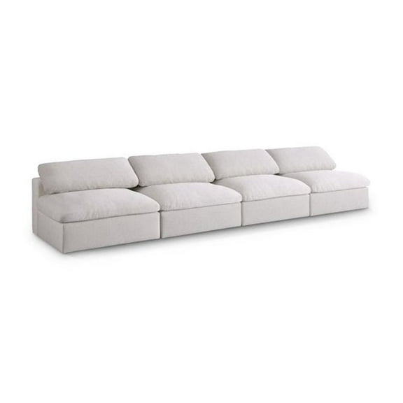 Meridian Furniture Serene Deluxe Cream Linen Fabric Modular Armless Sofa