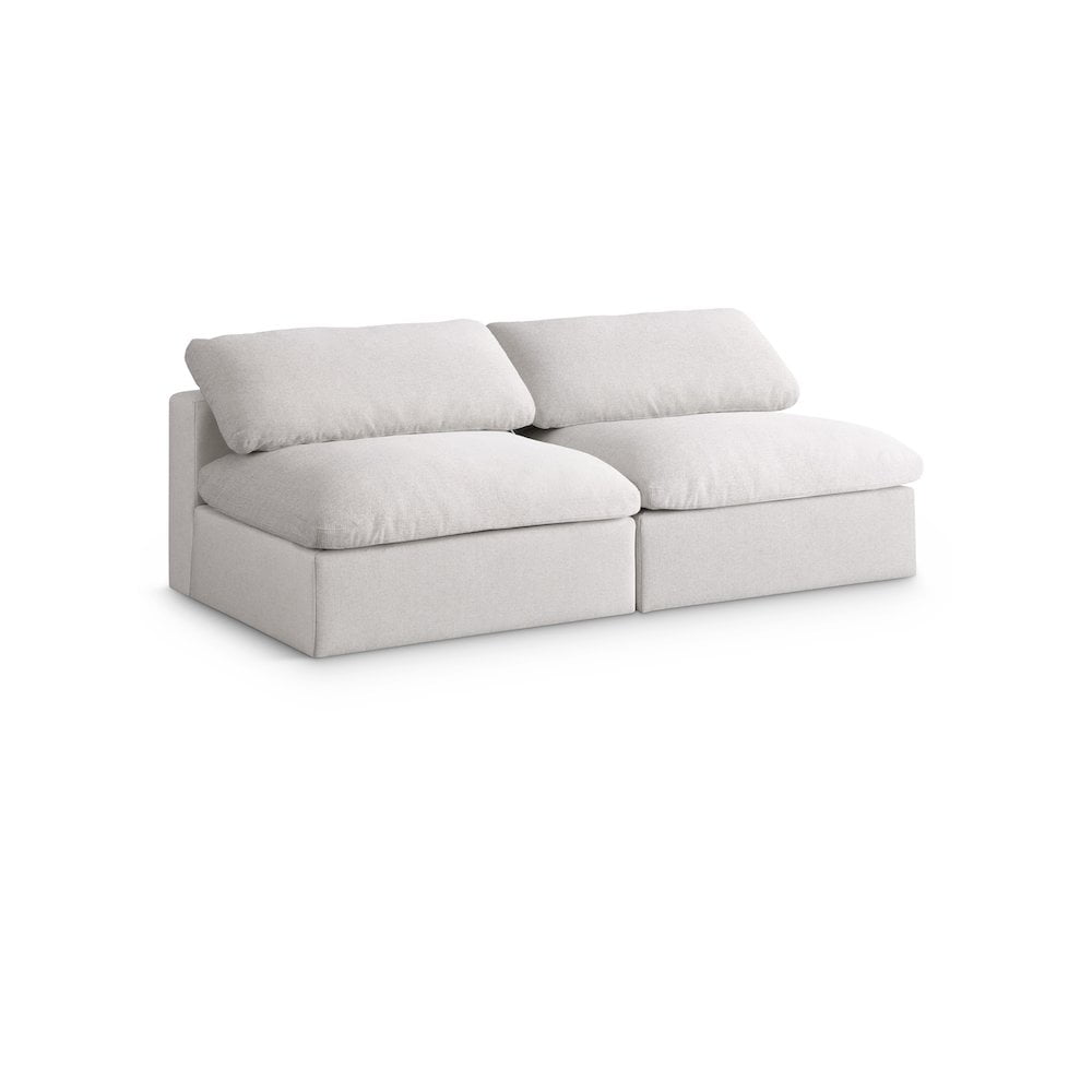 Serene 78'' Cream Linen Deluxe Modular Sofa with Feather Cushions