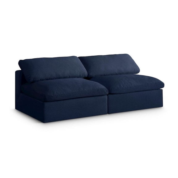 Meridian Furniture Serene Deluxe Navy Linen Fabric Modular Armless Sofa