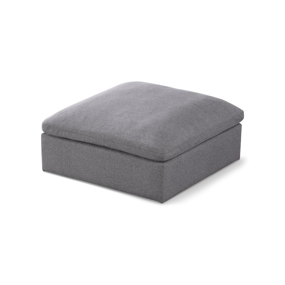 Meridian Furniture Serene Gray Durable Linen Fabric Deluxe Ottoman