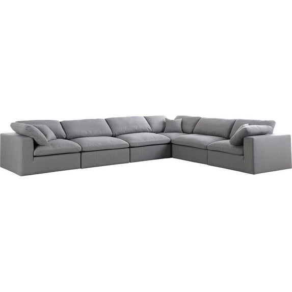 Meridian Furniture Serene Gray Durable Linen Fabric Modular Sectional