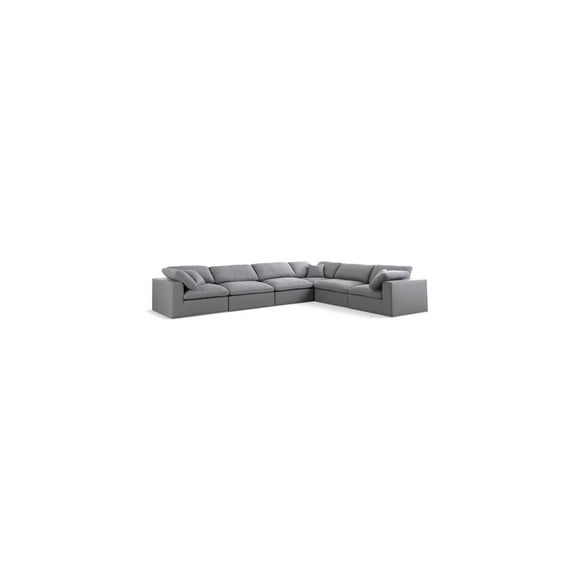 Meridian Furniture Serene Gray Durable Linen Fabric Modular Sectional