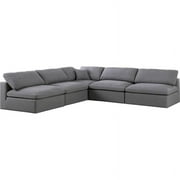Meridian Furniture Serene Gray Durable Linen Fabric Modular Sectional