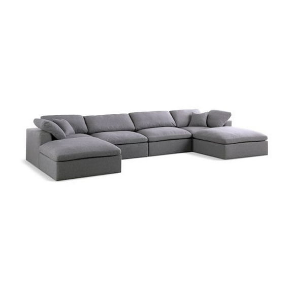 Meridian Furniture Serene Gray Durable Linen Fabric Modular Sectional