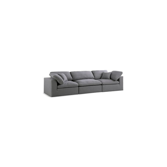 Meridian Furniture Serene Grey Linen Textured Fabric Deluxe Comfort Modular Sofa