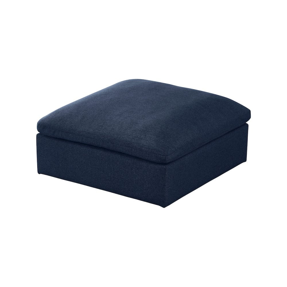 Meridian Furniture Serene Navy Durable Linen Fabric Deluxe Ottoman