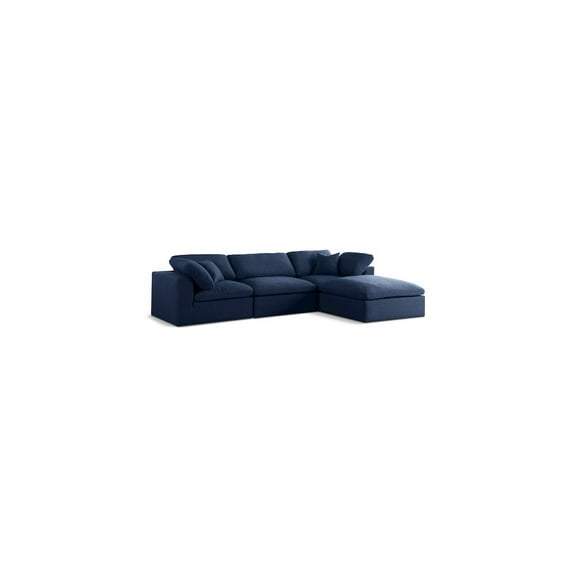 Meridian Furniture Serene Navy Durable Linen Fabric Modular Sectional