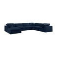 thumbnail image 1 of Meridian Furniture Serene Navy Durable Linen Fabric Modular Sectional, 1 of 10