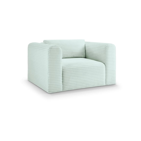 Meridian Furniture Shaggy Mint Corduroy Performance Fabric Arm Chair