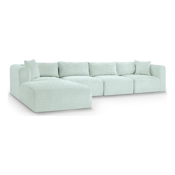 Meridian Furniture 5-Piece Mint Corduroy Performance Fabric Modular Sectional