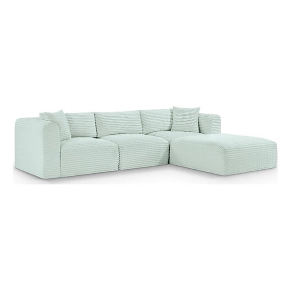 Meridian Furniture 4-Piece Mint Corduroy Performance Fabric Modular Sectional