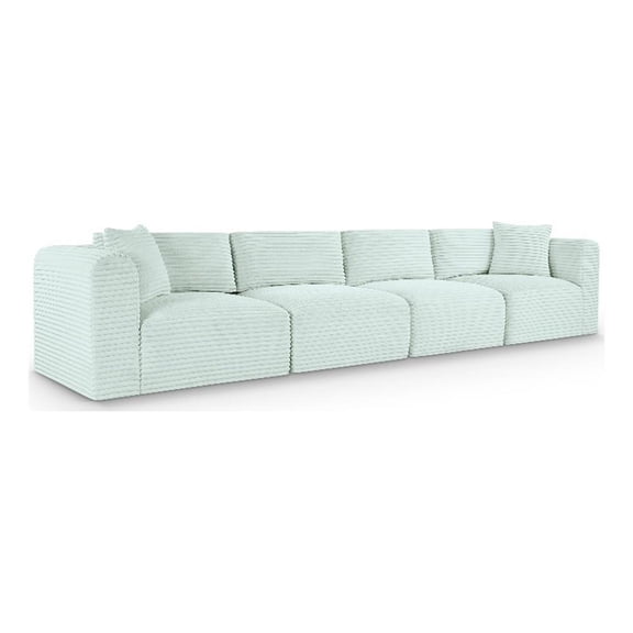 Meridian Furniture 4-Piece Mint Corduroy Performance Fabric Modular Sofa
